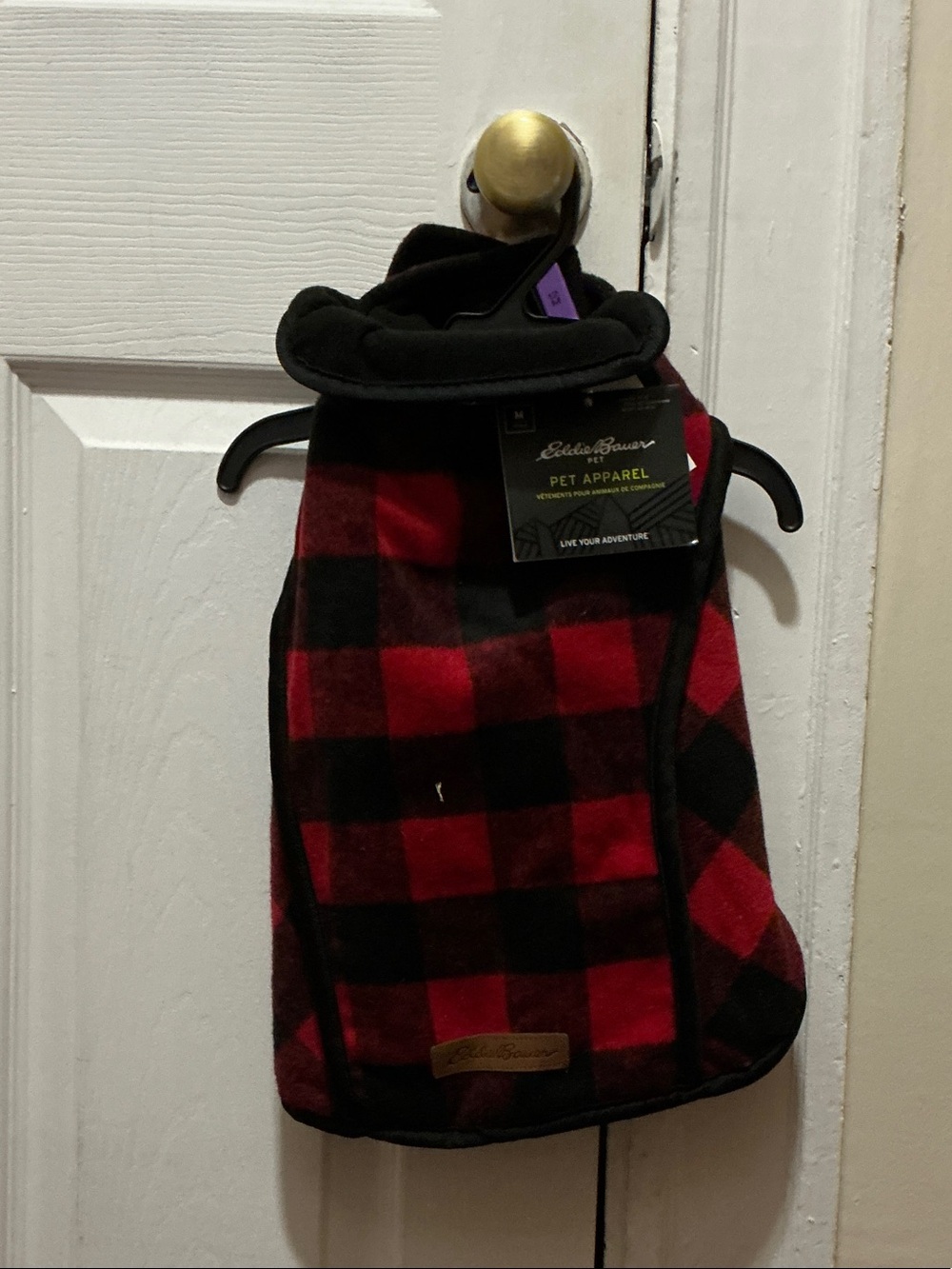 Eddie Bauer Red and Black Plaid Backpack-Style Dog Apparel